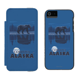 Funda Cartera Para iPhone 5 Watson Oso en claro de luna - Cordova, Alaska