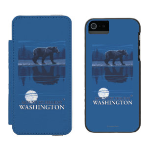 Funda Cartera Para iPhone 5 Watson Oso en claro de luna - el Monte Saint Helens,