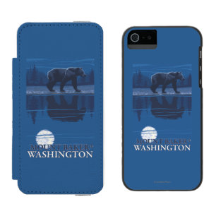 Funda Cartera Para iPhone 5 Watson Oso en claro de luna - panadero del soporte,