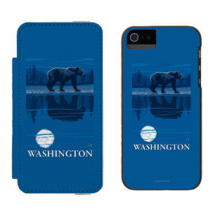 Funda Cartera Para iPhone 5 Watson Oso en claro de luna - Washington