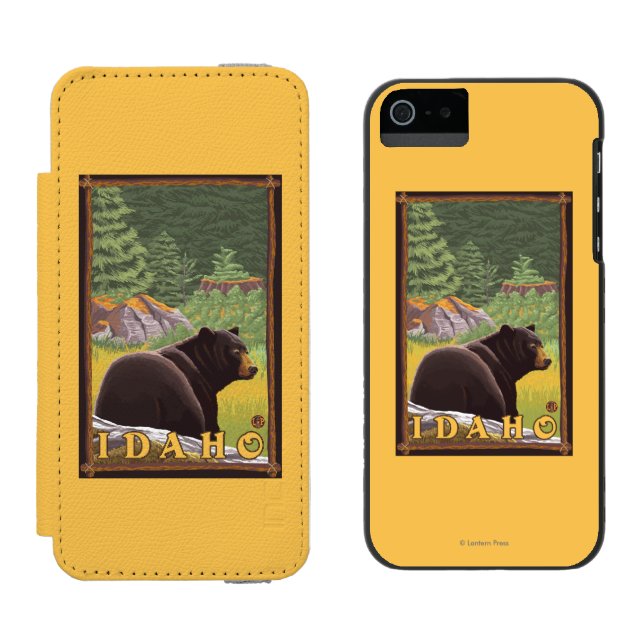 Funda Tipo Cartera Para iPhone De Incipio Oso negro en el bosque - Idaho (Juntos)