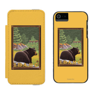Funda Cartera Para iPhone 5 Watson Oso negro en el bosque - Idaho