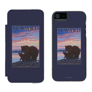 Funda Cartera Para iPhone 5 Watson Oso y Cub - Seward, Alaska