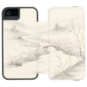Funda Cartera Para iPhone 5 Watson Paisajes brumosos japoneses Sumi-e