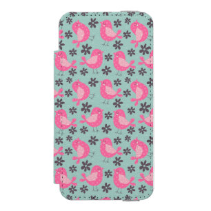 Funda Cartera Para iPhone 5 Watson Pájaros y flores de polka