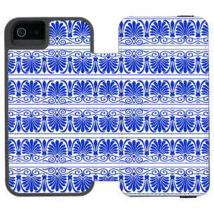Funda Cartera Para iPhone 5 Watson Patrón Árabe Mediterráneo Griego Azul