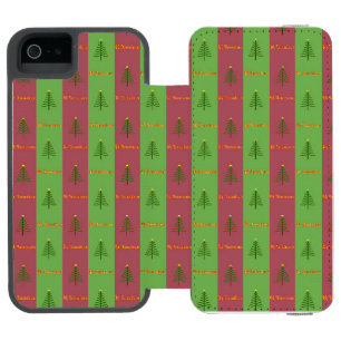 Funda Cartera Para iPhone 5 Watson Patrón de árbol de navidad del viejo mundo