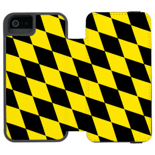 Funda Cartera Para iPhone 5 Watson Patrón de bandera de diamante de Baviera negro y a