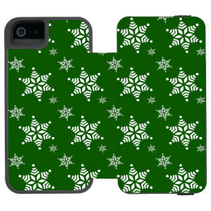 Funda Cartera Para iPhone 5 Watson Patrón de copo de nieve, copos de nieve blancos, n