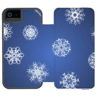 Funda Cartera Para iPhone 5 Watson Patrón de copo de nieve en fondo azul