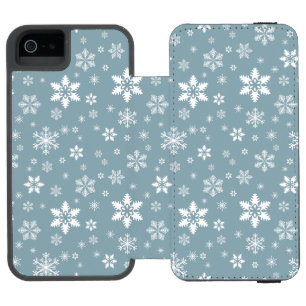 Funda Cartera Para iPhone 5 Watson Patrón de copos de nieve, copos de nieve blancos,