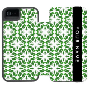Funda Cartera Para iPhone 5 Watson Patrón de hojas, hojas verdes, nombre