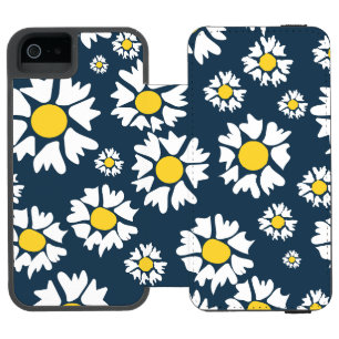 Funda Cartera Para iPhone 5 Watson Patrón de margarita, patrón floral, mareas blancas