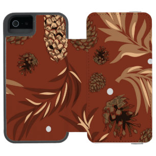 Funda Cartera Para iPhone 5 Watson Patrón de navidades, Nieve de pino 8