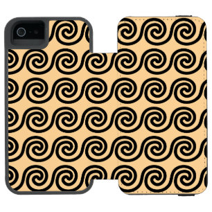 Funda Cartera Para iPhone 5 Watson Patrón de ondas de la llave de meandro griega marr