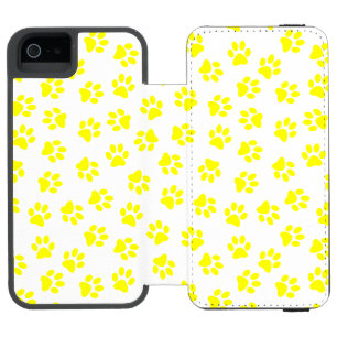 Funda Cartera Para iPhone 5 Watson Patrón De Patas, Patas De Perro, Patas Amarillas