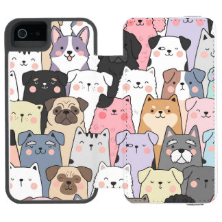 Funda Cartera Para iPhone 5 Watson Patrón de perro lindo