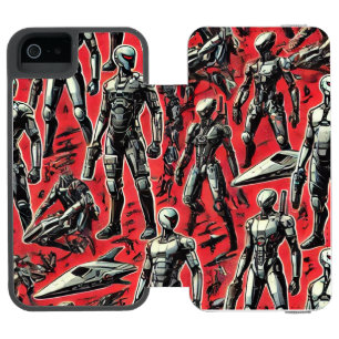 Funda Cartera Para iPhone 5 Watson Patrón de Robot Humanoide Futurista   Robótica de 