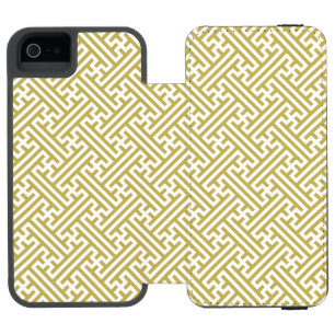 Funda Cartera Para iPhone 5 Watson Patrón Sayagata, japonés, oro y blanco