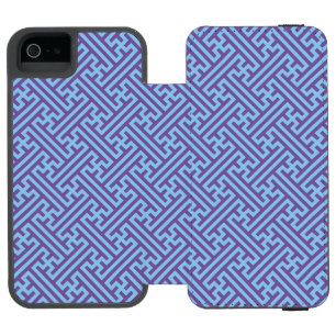 Funda Cartera Para iPhone 5 Watson Patrón Sayagata, japonés, púrpura y azul