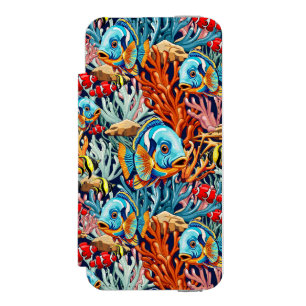 Funda Cartera Para iPhone 5 Watson Peces Tropicales Vibraciones Veraniegas Coloridas