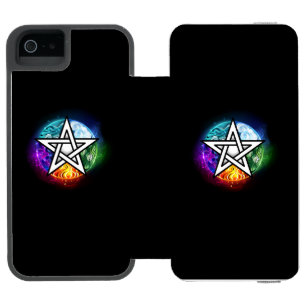 Funda Cartera Para iPhone 5 Watson pentagrama wiccano
