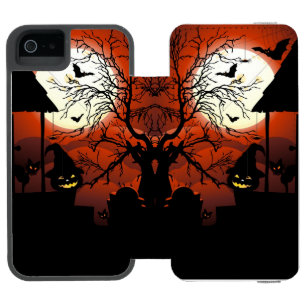 Funda Cartera Para iPhone 5 Watson Pesadilla de la luna sangrienta de Halloween