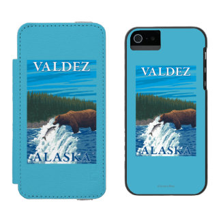 Funda Cartera Para iPhone 5 Watson Pesca del oso en el río - Valdez, Alaska