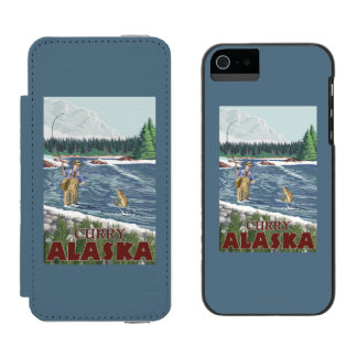 Funda Cartera Para iPhone 5 Watson Pescador de la mosca - curry, Alaska