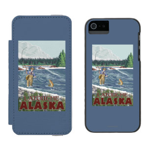 Funda Cartera Para iPhone 5 Watson Pescador de la mosca - Latouche, Alaska