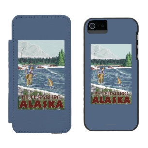 Funda Cartera Para iPhone 5 Watson Pescador de la mosca - Petersburgo, Alaska