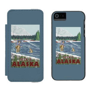 Funda Cartera Para iPhone 5 Watson Pescador de la mosca - Sitka, Alaska