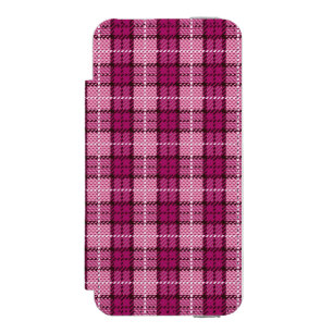 Funda Cartera Para iPhone 5 Watson Pixel Plaid_Magenta-Black
