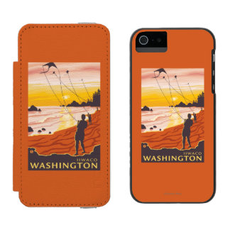 Funda Cartera Para iPhone 5 Watson Playa y cometas - Ilwaco, Washington