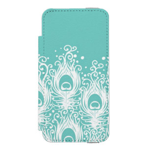 Funda Cartera Para iPhone 5 Watson Plumas suaves del pavo real