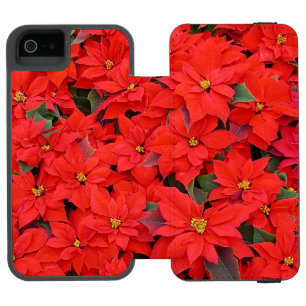 Funda Cartera Para iPhone 5 Watson Poinsettias rojas Navidad la foto floral navideña