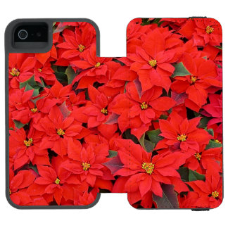 Funda Cartera Para iPhone 5 Watson Poinsettias rojas Navidad la foto floral navideña