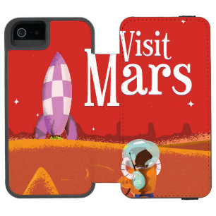 Funda Cartera Para iPhone 5 Watson Póster de viaje vintage de Viaje a Marte