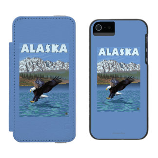 Funda Cartera Para iPhone 5 Watson Poster del viaje del vintage de AlaskaBald Eagle