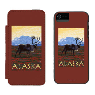 Funda Cartera Para iPhone 5 Watson Poster del viaje del vintage de AlaskaCaribou
