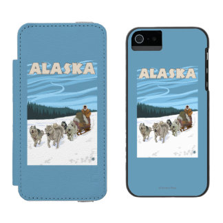 Funda Cartera Para iPhone 5 Watson Poster del viaje del vintage de AlaskaDogsledding
