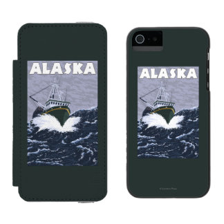 Funda Cartera Para iPhone 5 Watson Poster del viaje del vintage del barco de