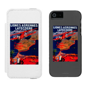 Funda Cartera Para iPhone 5 Watson Poster del vintage de Lignes Aeriennes Latecoere