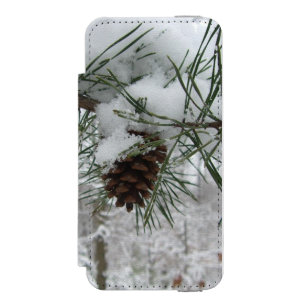 Funda Cartera Para iPhone 5 Watson Rama de pino nevada Fotografía de la naturaleza in