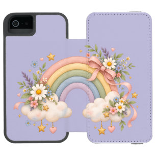 Funda Cartera Para iPhone 5 Watson Regalo de Arcoíris Acuarela – Nube Encantadora