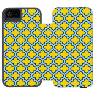 Funda Cartera Para iPhone 5 Watson Rojo azul amarillo y bebé, Entramado, Quatrefoil