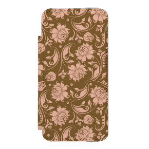 Funda Cartera Para iPhone 5 Watson Rosa y estampado de flores de Brown