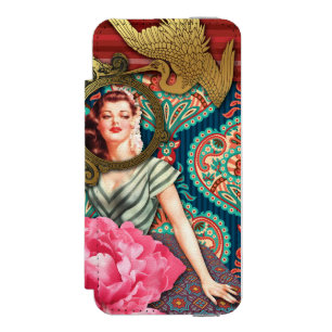 Funda Cartera Para iPhone 5 Watson Sin Señal - Collage Digital de Dama Traviesa