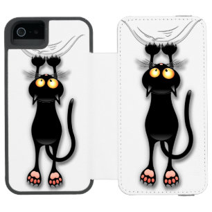 Funda Cartera Para iPhone 5 Watson Tejido de caracteres divertidos de gato