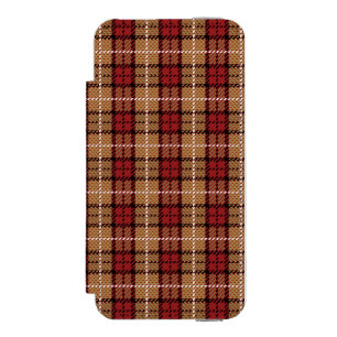 Funda Cartera Para iPhone 5 Watson Tela escocesa del pixel en rojo y oro